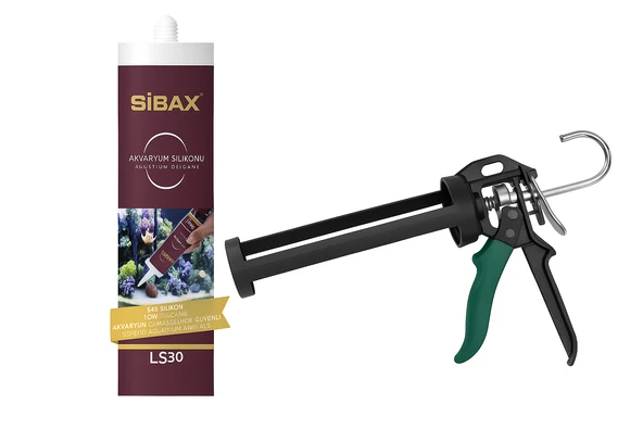 Akvaryum Silikonu 280 ml  Şeffaf + Plastik Silikon Tabancası Set