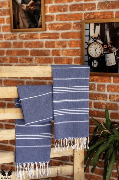 Pega Sultan Peştamal 90x170 cm %100 Koton Saks Mavisi Plaj Havlusu - 2