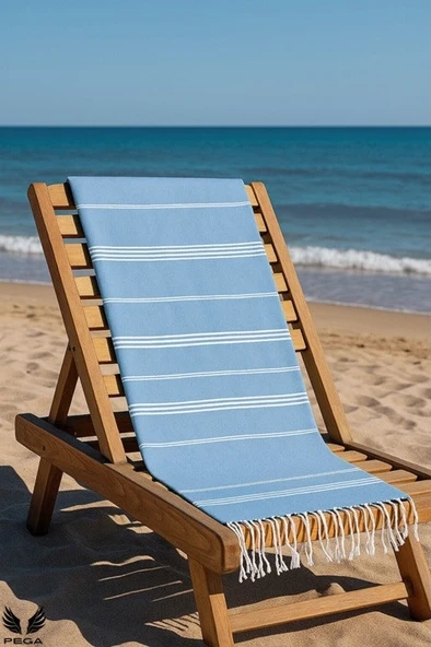 Pega Sultan Peştamal 90x170 cm %100 Koton Koyu Turkuaz Plaj Havlusu