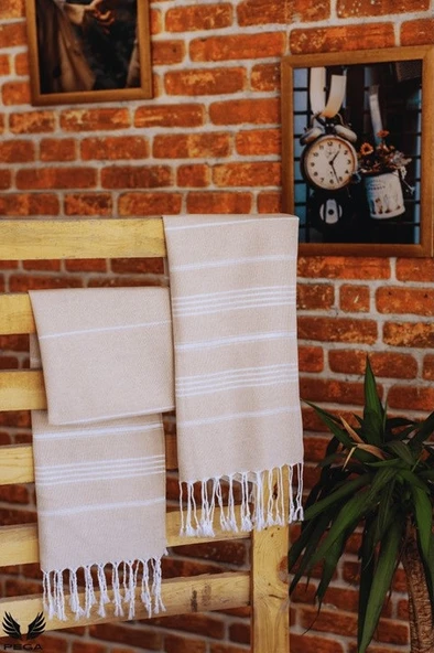 Pega Sultan Peştamal 90x170 cm %100 Koton Açık Bej Plaj Havlusu - 2
