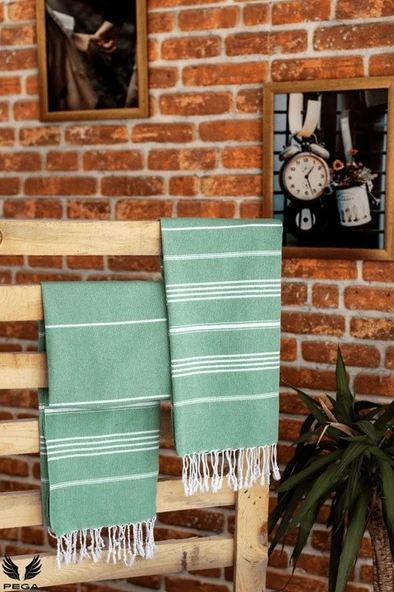 Pega Sultan Peştamal 90x170 cm %100 Koton Benetton Yeşili Plaj Havlusu - 2