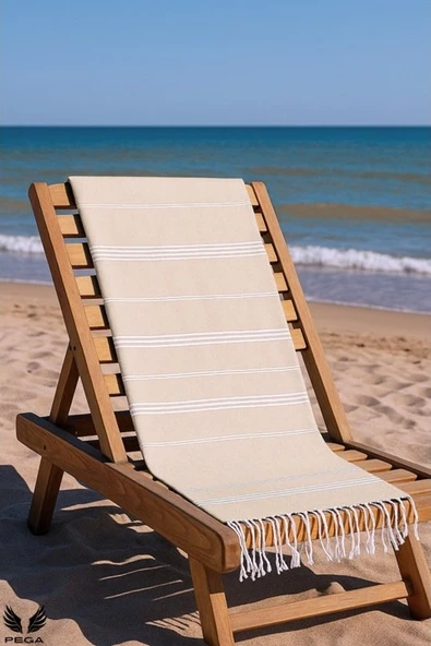 Pega Sultan Peştamal 90x170 cm %100 Koton Açık Bej Plaj Havlusu