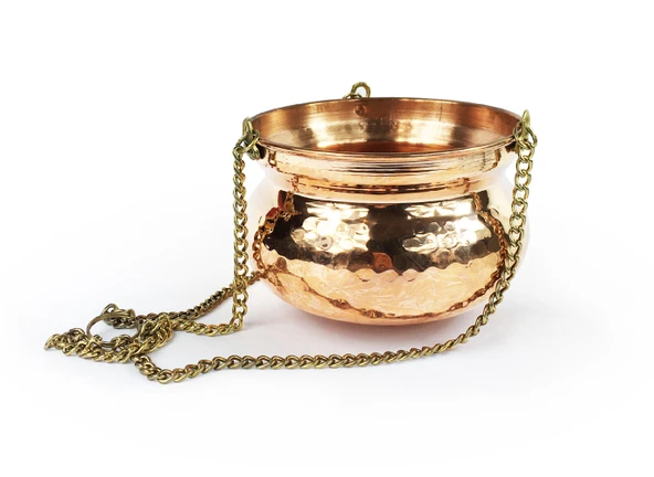 Shark Anatolia Kabak Bakır Askılı Saksı 17cm Kırmızı - 11