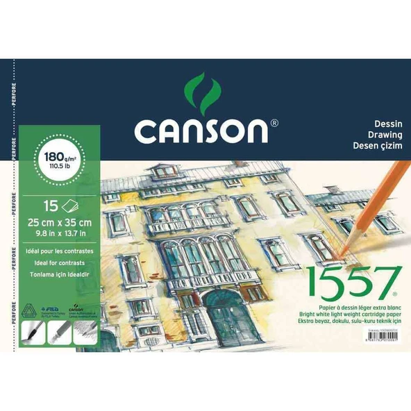 Canson 1557 Çizim Blok 25x35 cm 15 Yaprak C180152535 ürün görseli 1
