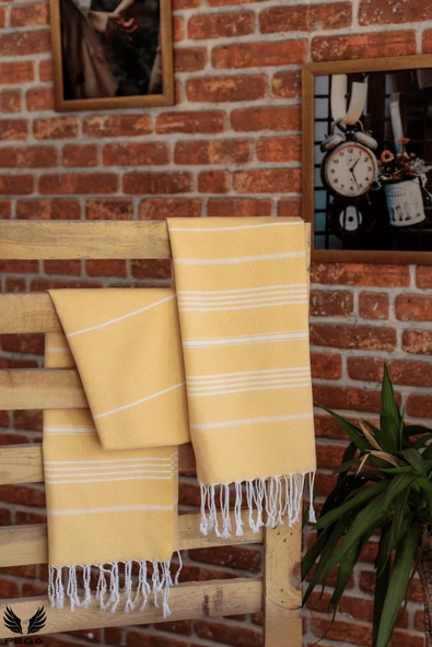 Pega Sultan Peştamal 90x170 cm %100 Koton Sarı Plaj Havlusu - 2