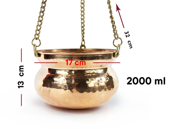 Shark Anatolia Kabak Bakır Askılı Saksı 17cm Kırmızı - 10