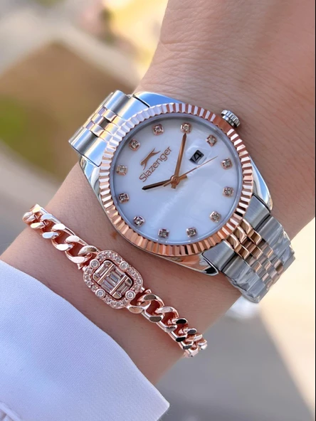 Slazenger Çelik Kordon 5 Atm Suya Dayanıklı 2 Yıl Garantili Kadın Kol Saati+Bileklik BSL.09.2240.03 ürün görseli