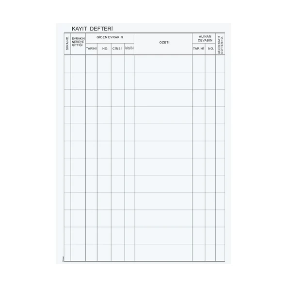DİLMAN EVRAK KAYIT DEFTERİ 96 YAPRAK CİLTLİ - 3