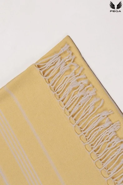 Pega Sultan Peştamal 90x170 cm %100 Koton Sarı Plaj Havlusu - 6
