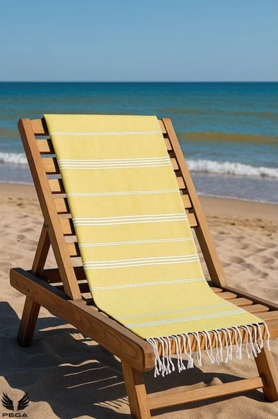 Pega Sultan Peştamal 90x170 cm %100 Koton Sarı Plaj Havlusu
