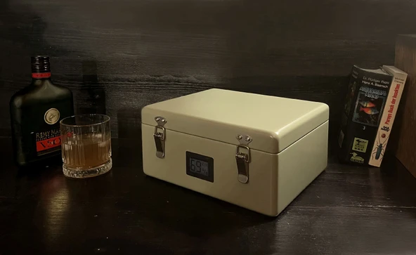 Mezmob İspanyol Sedir Humidor Puro Kutusu Baskı Kilitli Fitilli Haki Yeşil Lake Boya Dijital - 6