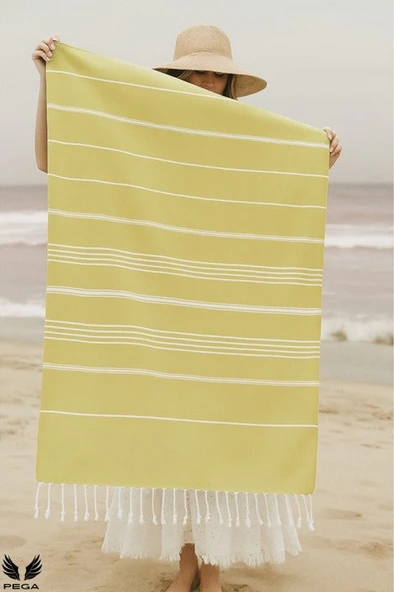 Pega Sultan Peştamal 90x170 cm %100 Koton Sarı Plaj Havlusu - 4