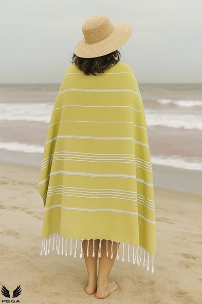 Pega Sultan Peştamal 90x170 cm %100 Koton Sarı Plaj Havlusu - 3