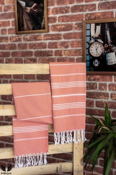 Pega Sultan Peştamal 90x170 cm %100 Koton Turuncu Plaj Havlusu - 2