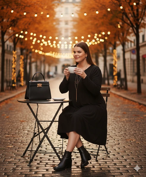 KADIN BÜYÜK BEDEN Viskon Kloş Çok Rahat Elbise - 2