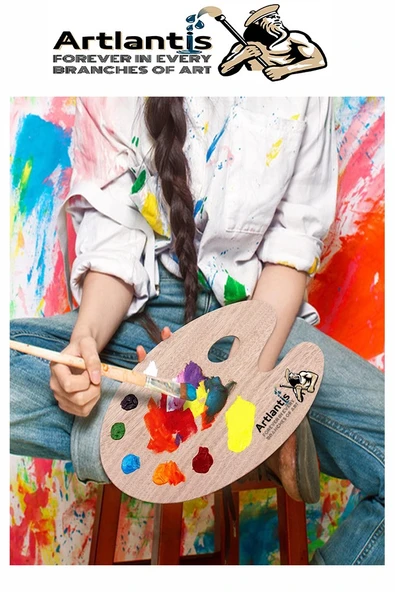 Ahşap Oval Palet Naturel 20x30 cm 1 Adet Orta Boy Ahşap Boya Paleti Resim Boyama Tepsisi Akrilik Guaj Karıştırıcı - 6