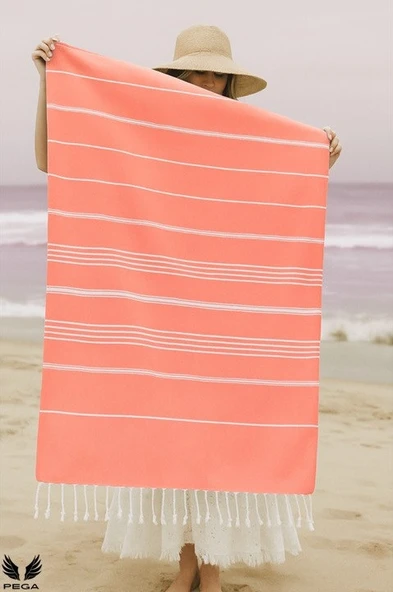 Pega Sultan Peştamal 90x170 cm %100 Koton Turuncu Plaj Havlusu - 4