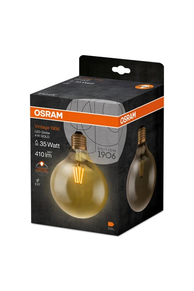 Osram Led Globe Flament 4W 2400K 410lm E27Duy Gold Işık Ampul - Resim 3
