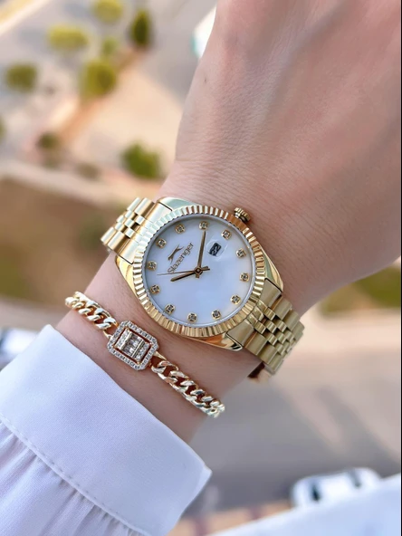 Slazenger Çelik Kordon 5 Atm Suya Dayanıklı 2 Yıl Garantili Kadın Kol Saati+Bileklik BSL.09.2240.08 - Resim 2