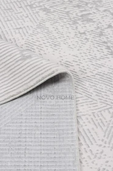 Novo Home Halı Özel Ölçü Salon Halısı 200x400 Lotus LTS0105 Beyaz - 7