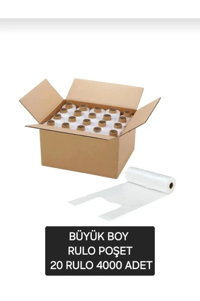 4000 ADET Büyük Boy Rulo Poşet Manav Poşeti 200 Adet X 20 Rulo Hışır Poşet Fırıncı Poşeti