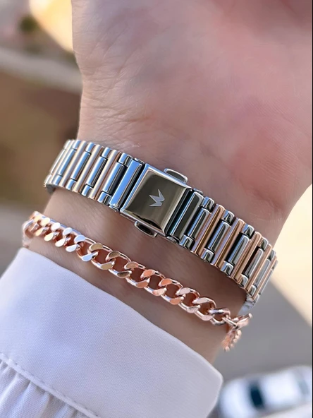 Wesse Elite Çelik Kordon Kararmaz Renk Atmaz Bayan Kol Saati 30Mt Suya Dayanıklı+Bileklik BWWL1121.6 - Resim 3