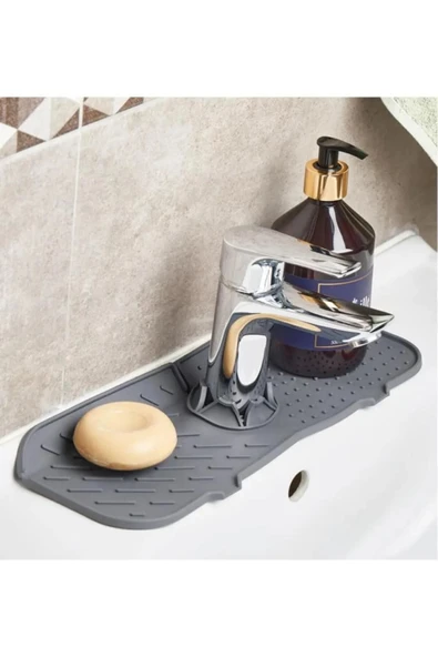 Esnek Musluk Lavabo Matı - Mutfak Banyo Batarya Su Tutucu Bulaşık Süngeri Matı (483483) - 2