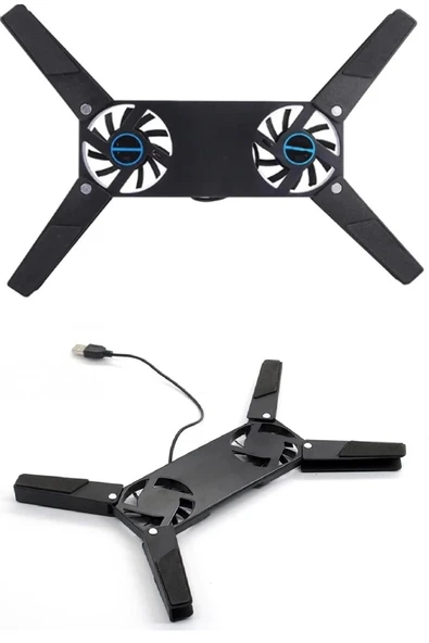 2 Fanlı Notebook Soğutucu Portatif Katlanabilir Laptop Soğutucu Fan Usbli Stand Bilgisayar Fanı (483483) - 2