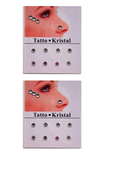 Yüz Taşı Kristal - Burun, Vücut Taşı, Tattoo Makyaj Taşı, Yapışkanlı, 24 Adet (483483) - 2
