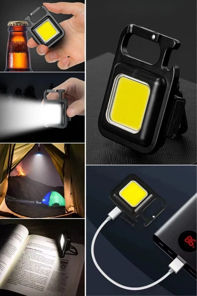 3 Led Modlu Mini Asılabilen Led Kamp Aydınlatması Güçlü El Feneri  Açacaklı -Mıknatıslı (483483) - 5