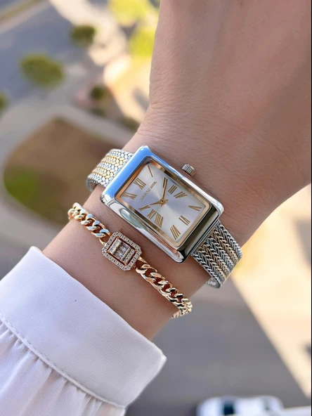 U.S.POLO ASSN Çelik Kordon 3 Atm Suya Dayanıklı Kadın Kol Saati+Bileklik Hediyeli USPA.2105.05 - Resim 2