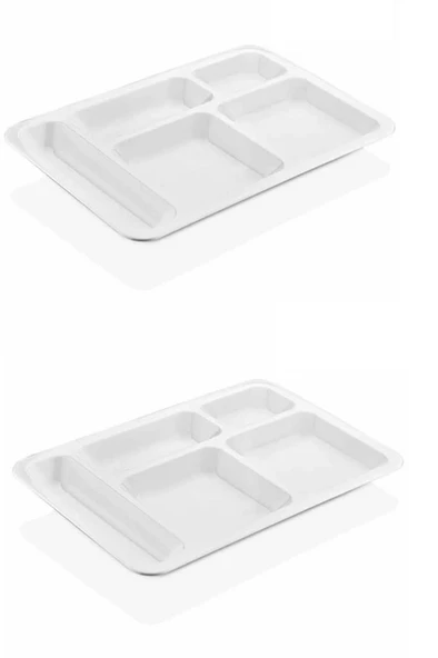 10 Adet  5 Bölmeli Kırılmaz Tabldot Tabak Self Servis Yemekhane Okul Lokanta Tabildot (40 cm x28 cm) (483483) - 4