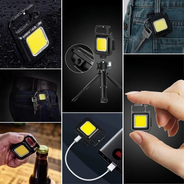 3 Led Modlu Mini Asılabilen Led Kamp Aydınlatması Güçlü El Feneri  Açacaklı -Mıknatıslı (483483) - 2