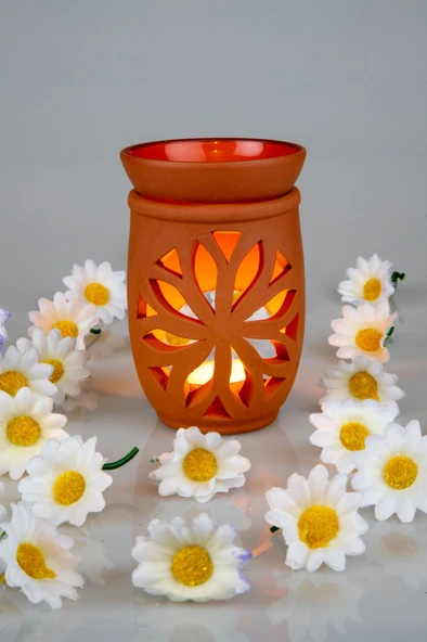 Lotus Çiçeği  El Yapımı Çömlek Buhurdanlık Tütsülük (483483) - 2