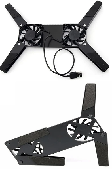 2 Fanlı Notebook Soğutucu Portatif Katlanabilir Laptop Soğutucu Fan Usbli Stand Bilgisayar Fanı (483483) - 3