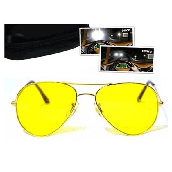 Metal Çerçeveli Anti Far Gece Görüş Gözlüğü (Damla Modeli) (483483) - 2