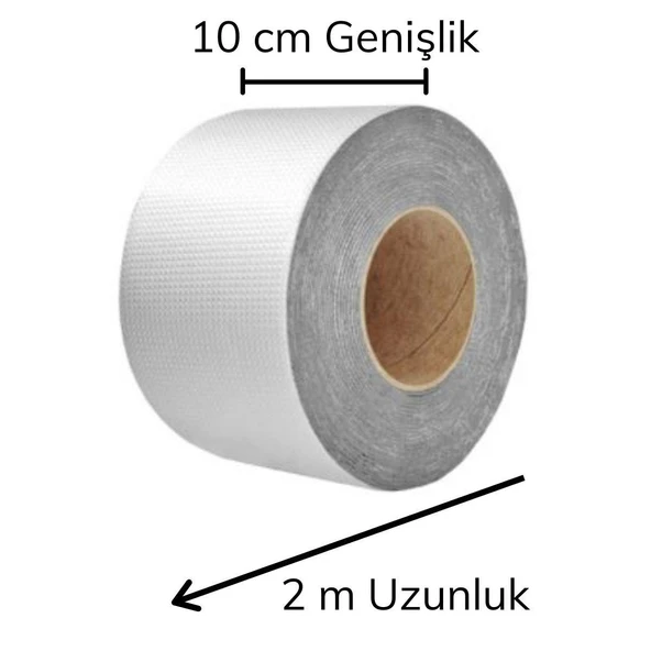 Folyo Kauçuk Bant Yapışkanlı Su Geçirmez Çatı Boru Tamir Bandı (2Metre x 10 Cm) (483483) - 2