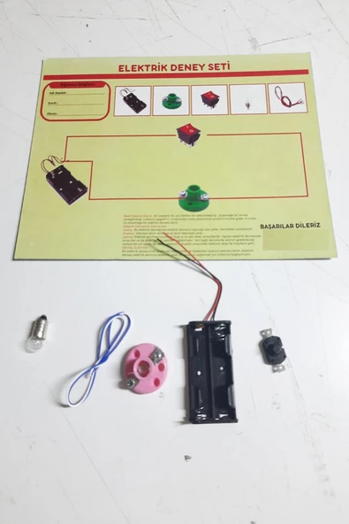 Okul Deney Seti - Elektrik Seti Ampul - Pil Yatağı - Duy -Düğme Seti (483483) - 2