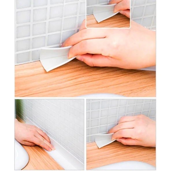 Gri Su Sızdırmaz Bant Lavabo Küvet Kenar Bandı (3.2m) (483483) - 3
