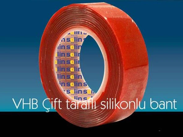 Çift Taraflı Akrilik Silikonize Bant 18 mm x 2 metre Kırmızı VHB (483483) - 2