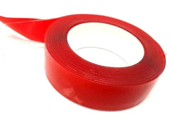 Çift Taraflı Akrilik Silikonize Bant 18 mm x 2 metre Kırmızı VHB (483483) - 3