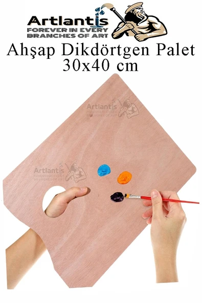 Ahşap Dikdörtgen Palet Naturel 20x30 cm 1 Adet Orta Boy Ahşap Boya Paleti Resim Boyama Tepsisi Akrilik Guaj Karıştırıcı - 5