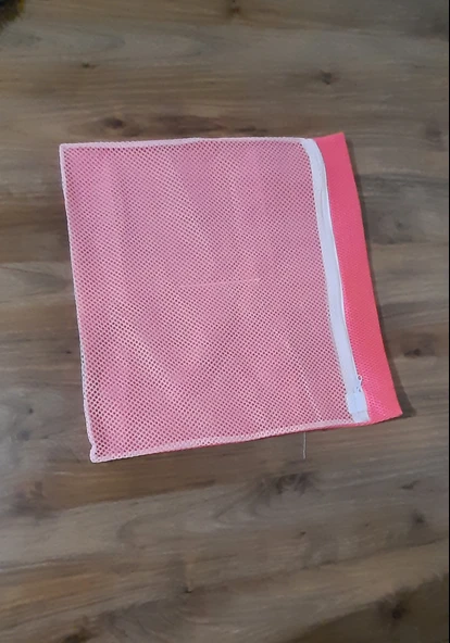 Pembe Fermuarlı - Hassas Çamaşır Terlik  Ayakkabı Yıkama Filesi Büyük Boy (483483) - 2