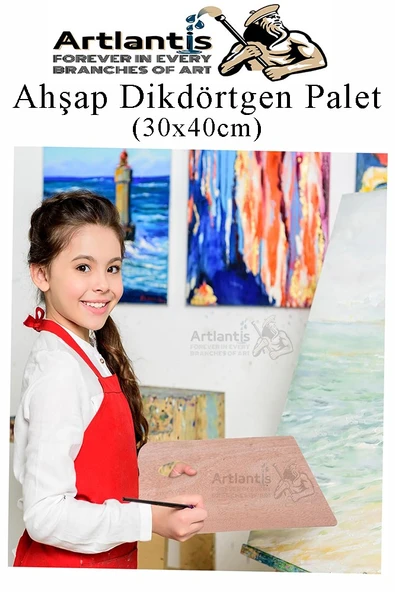 Ahşap Dikdörtgen Palet Naturel 30x40 cm 1 Adet Büyük Boy Ahşap Boya Paleti Resim Boyama Tepsisi Akrilik Guaj Karıştırıcı - 3