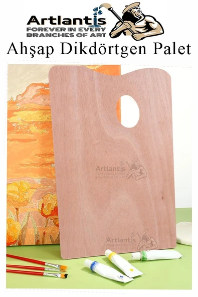 Ahşap Dikdörtgen Palet Naturel 30x40 cm 1 Adet Büyük Boy Ahşap Boya Paleti Resim Boyama Tepsisi Akrilik Guaj Karıştırıcı - 4