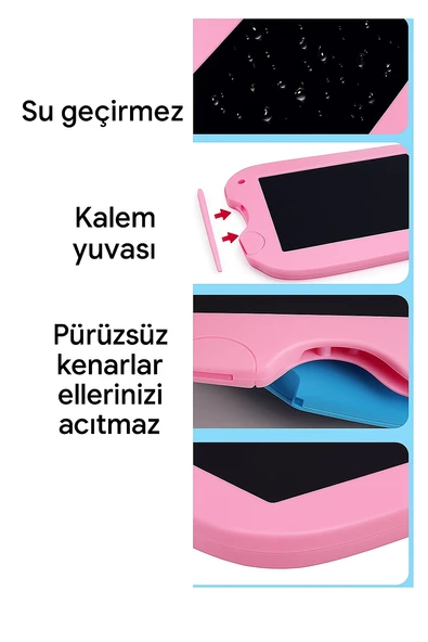 Tavşan Şekilli LCD Yazı ve Çizim Tableti  Çocuklar İçin Eğitici ve Eğlenceli Oyuncak Tablet - 5
