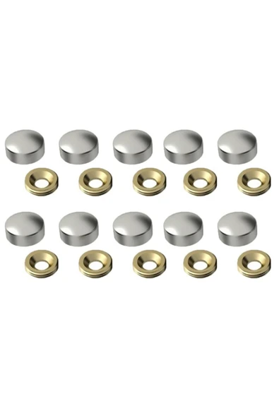 10 Adet Dekoratif Vida Kapağı 15 Mm Vida Gizleyici Krom Pta - 1