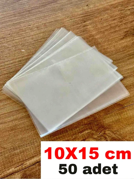 10X15 CM MİNİ ŞEFFAF JELATİN POŞET BANTSIZ DÜZ 50 ADET