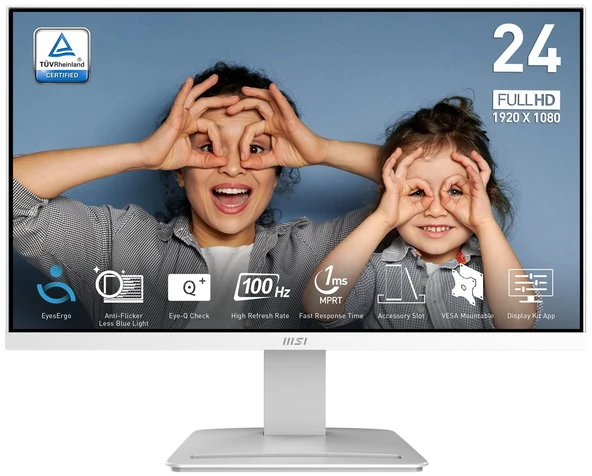 23.8" MSI PRO MP2412W 1ms 100Hz FHD HDMI DP Beyaz Flat Monitör