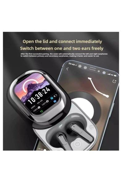 Kulak İçi Kulaklık Akıllı LED Ekran Renkli Dokunmatik Ekranlı Kablosuz Bluetooth Kulaklık PR-SE-ONE - 10